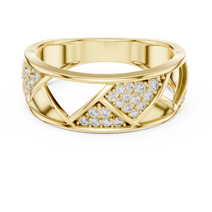 925 Silver Moissanite Geometric Triangle Mens Band Ring 14k Gold Plated