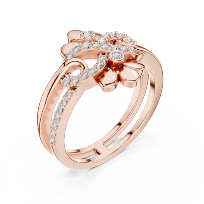 925 Silver Moissanite Double-Blossom Infinity Ring 14K Gold Plated