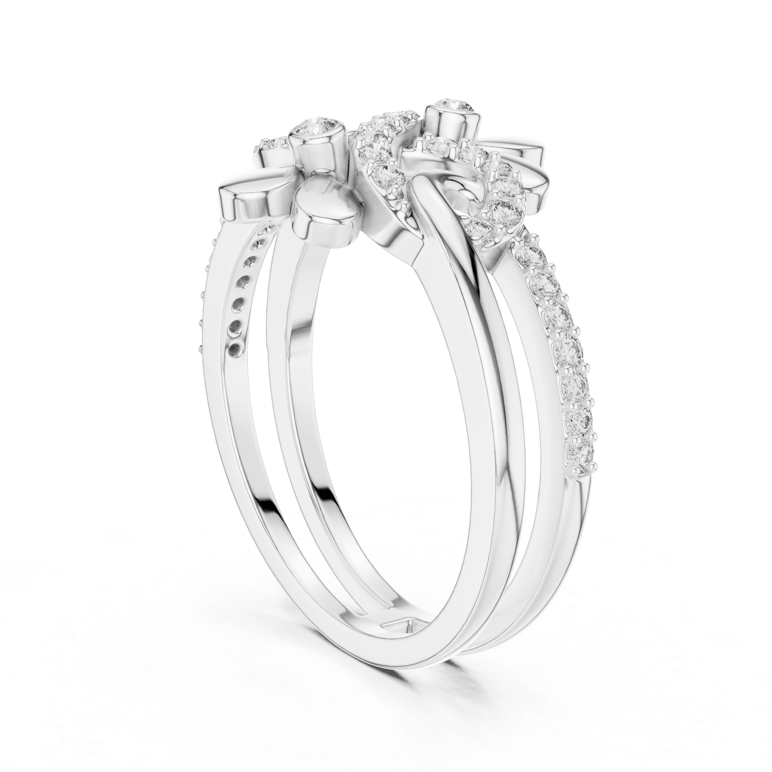 925 Silver Moissanite Double-Blossom Infinity Ring 14K Gold Plated