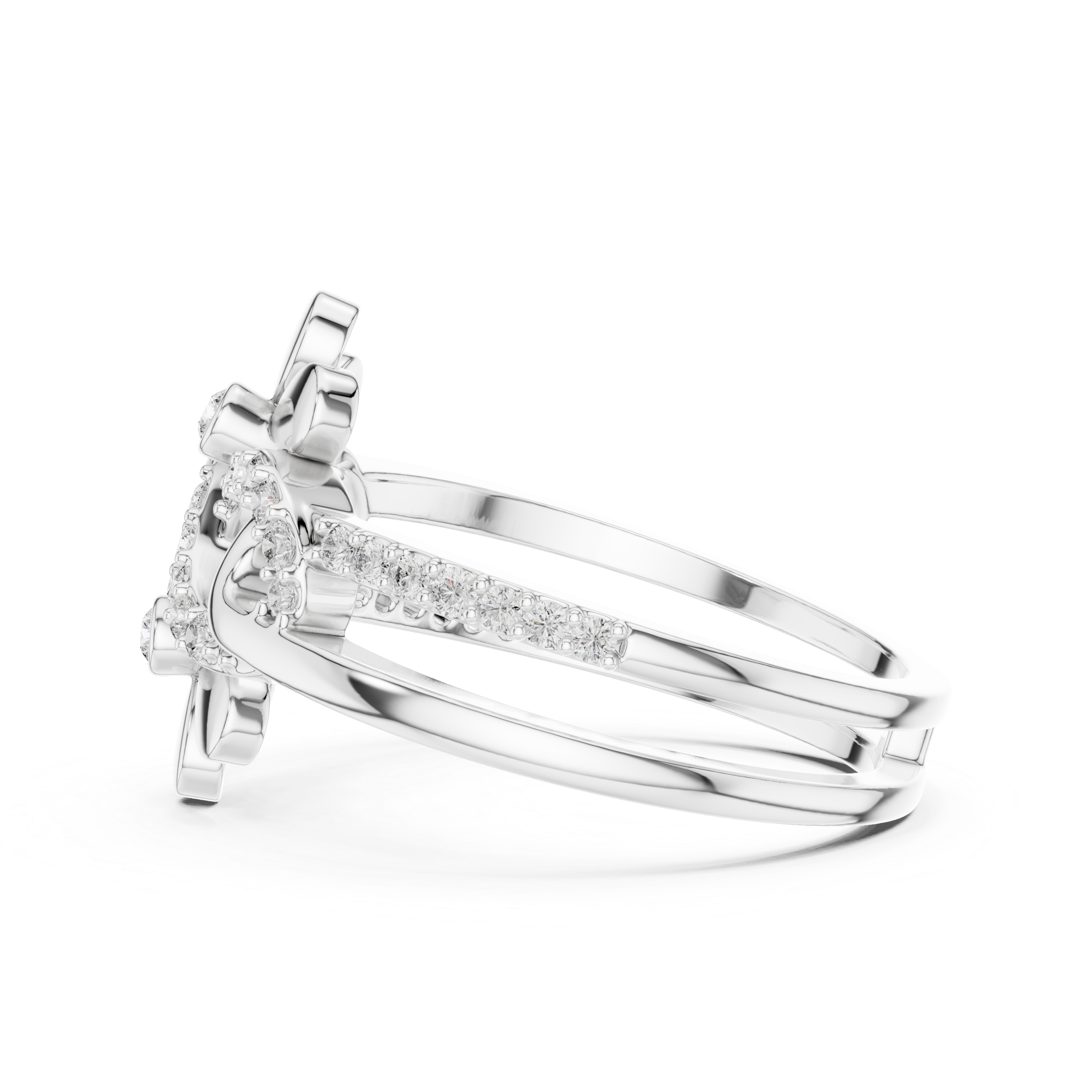 925 Silver Moissanite Double-Blossom Infinity Ring 14K Gold Plated