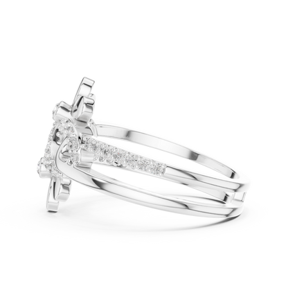 925 Silver Moissanite Double-Blossom Infinity Ring 14K Gold Plated