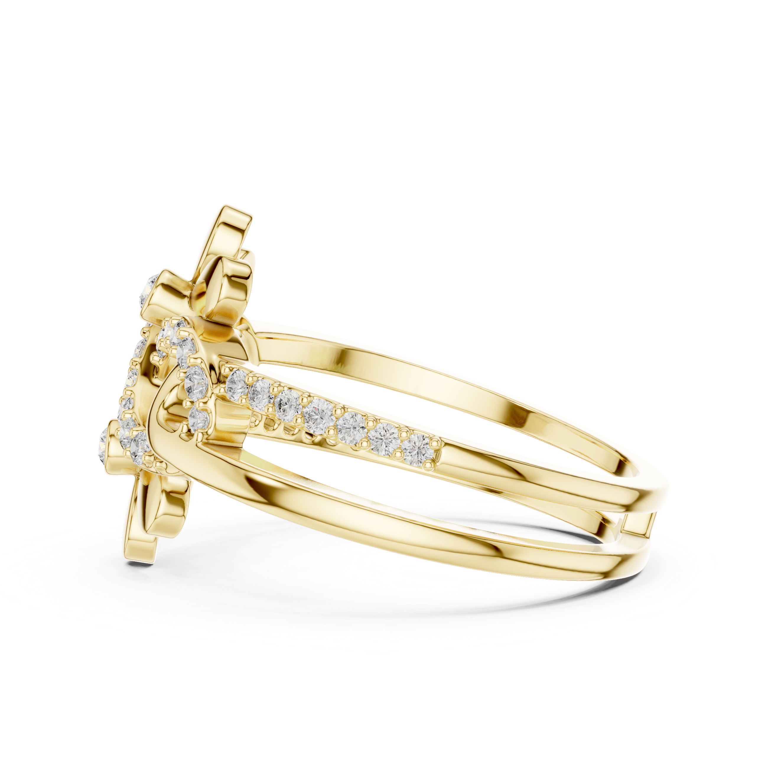 925 Silver Moissanite Double-Blossom Infinity Ring 14K Gold Plated