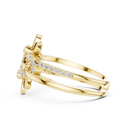 925 Silver Moissanite Double-Blossom Infinity Ring 14K Gold Plated
