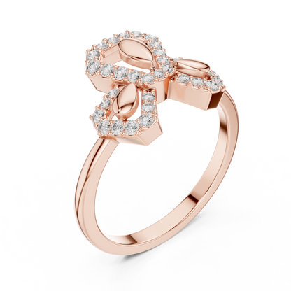 925 Silver Moissanite Geometric Abstract Trinity Cluster Ring 14K Gold Plated