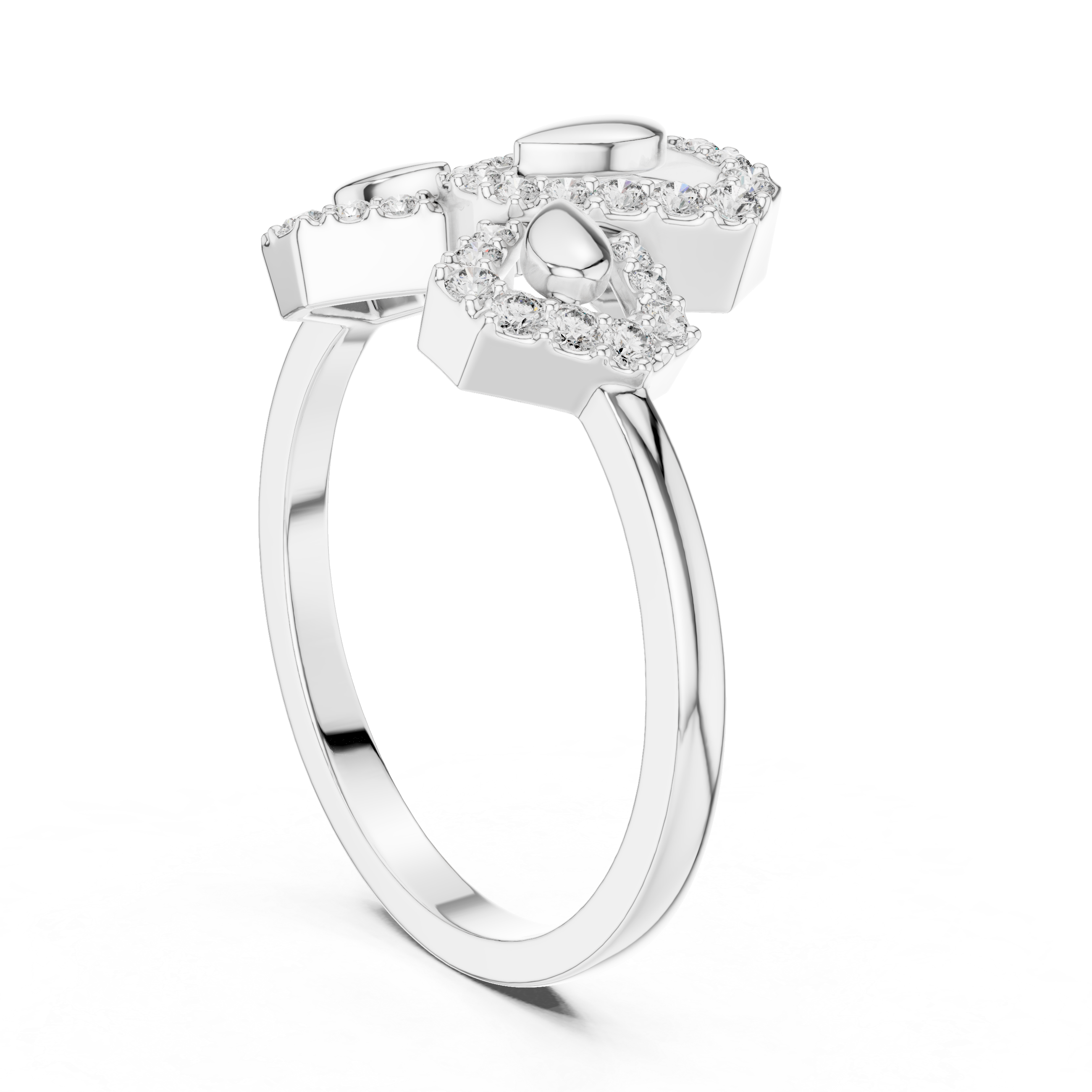 925 Silver Moissanite Geometric Abstract Trinity Cluster Ring 14K Gold Plated