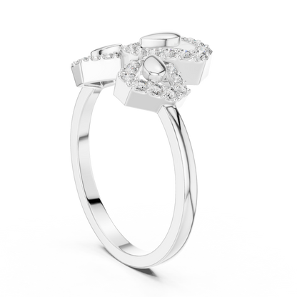925 Silver Moissanite Geometric Abstract Trinity Cluster Ring 14K Gold Plated