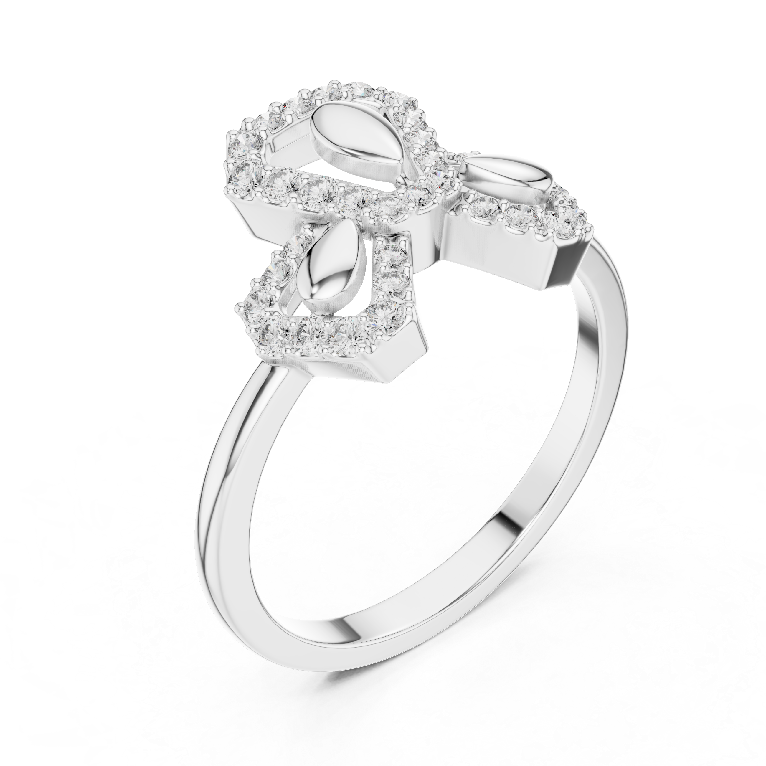 925 Silver Moissanite Geometric Abstract Trinity Cluster Ring 14K Gold Plated