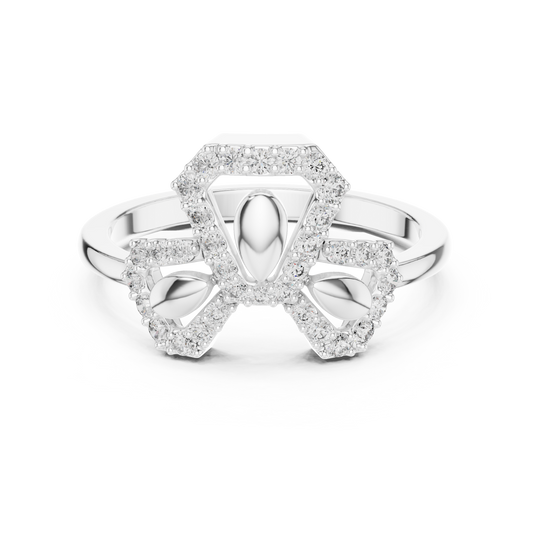 925 Silver Moissanite Geometric Abstract Trinity Cluster Ring 14K Gold Plated