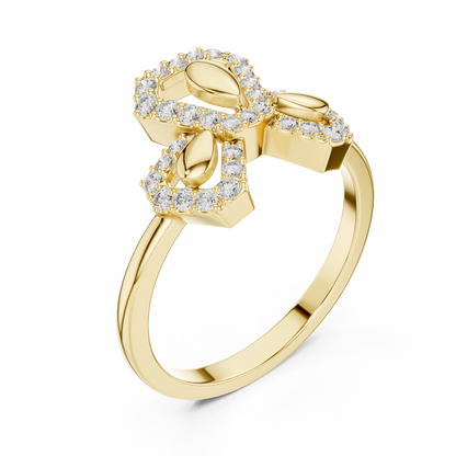 925 Silver Moissanite Geometric Abstract Trinity Cluster Ring 14K Gold Plated