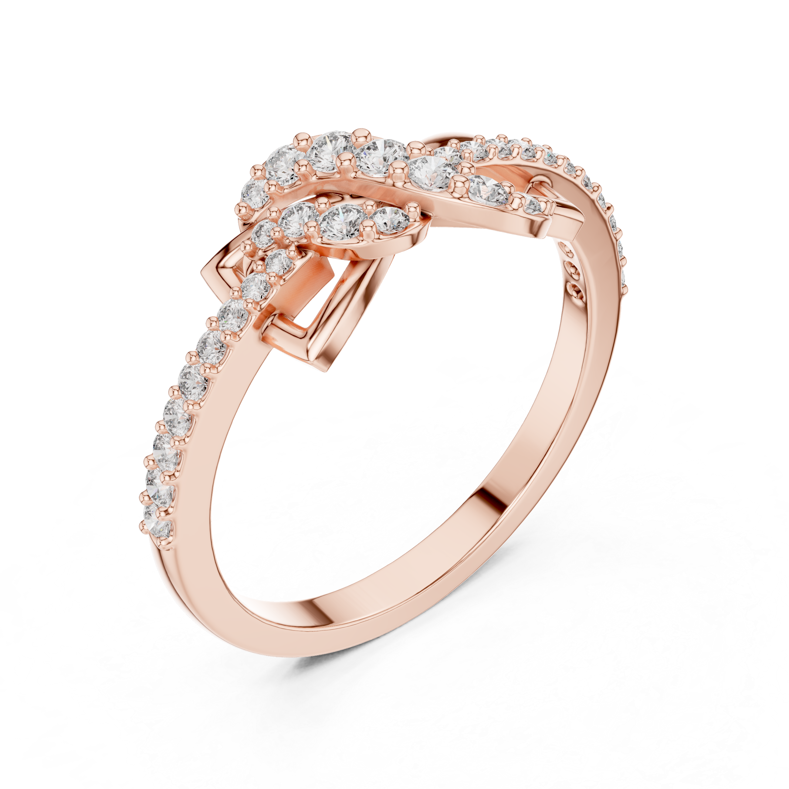 925 Silver Moissanite Geometric Crossover Swirl Ring 14K Gold Plated