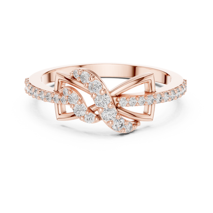 925 Silver Moissanite Geometric Crossover Swirl Ring 14K Gold Plated