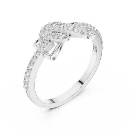 925 Silver Moissanite Geometric Crossover Swirl Ring 14K Gold Plated
