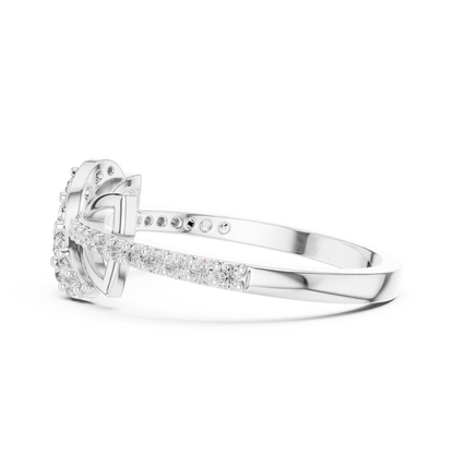 925 Silver Moissanite Geometric Crossover Swirl Ring 14K Gold Plated