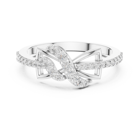 925 Silver Moissanite Geometric Crossover Swirl Ring 14K Gold Plated