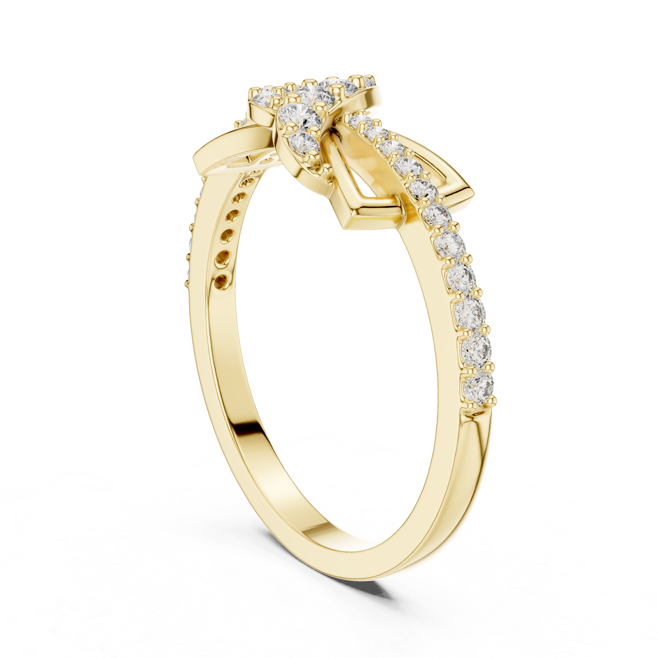 925 Silver Moissanite Geometric Crossover Swirl Ring 14K Gold Plated