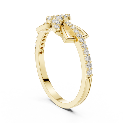 925 Silver Moissanite Geometric Crossover Swirl Ring 14K Gold Plated