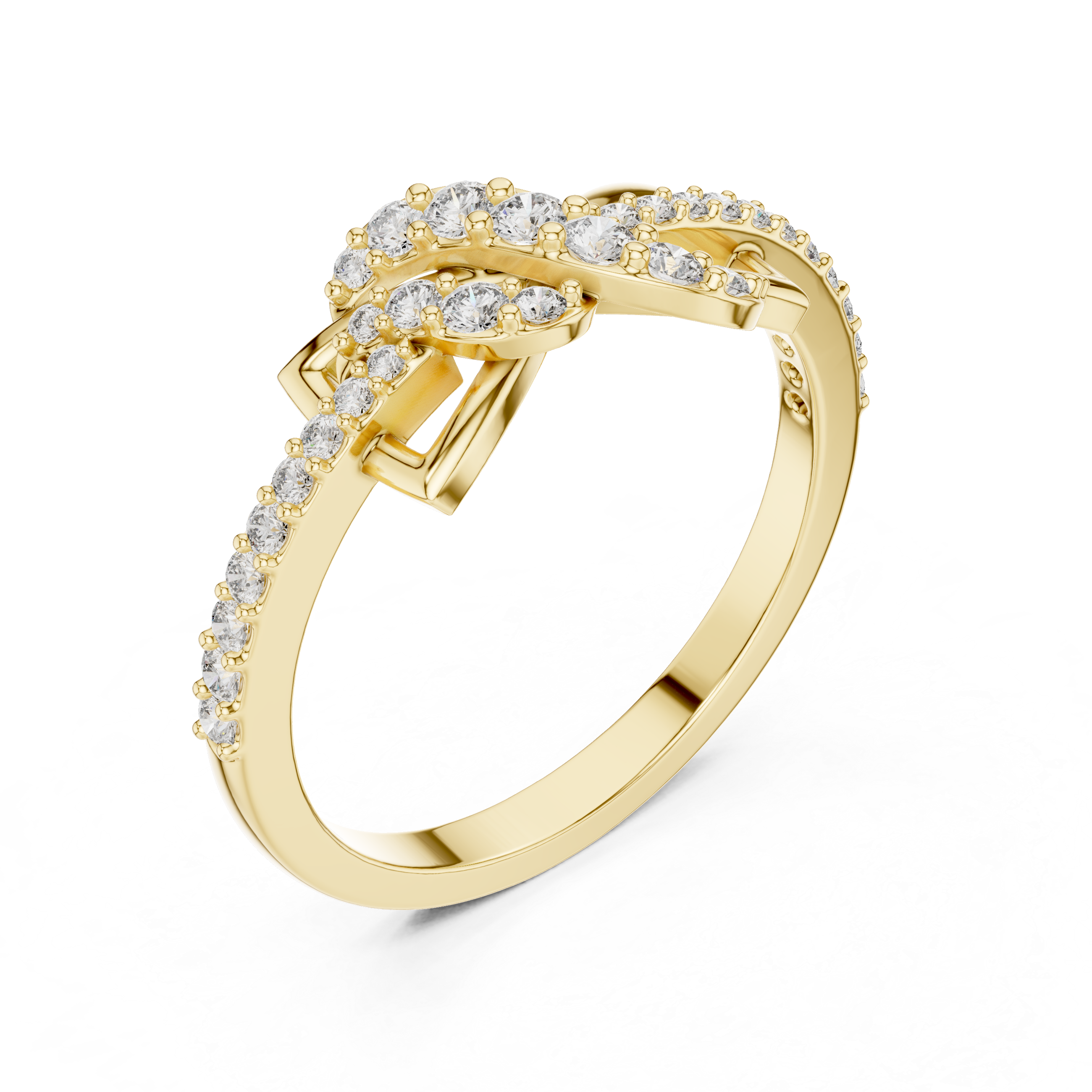 925 Silver Moissanite Geometric Crossover Swirl Ring 14K Gold Plated