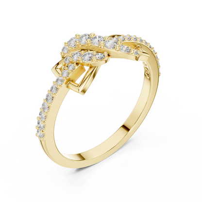925 Silver Moissanite Geometric Crossover Swirl Ring 14K Gold Plated