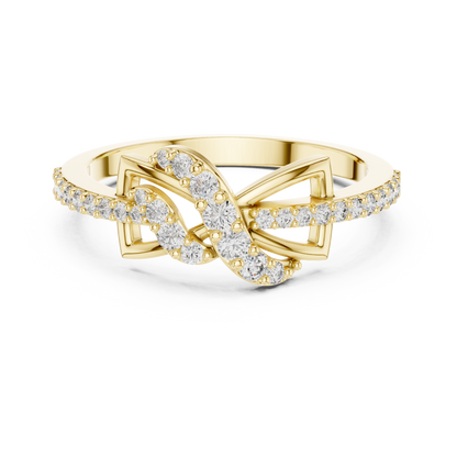 925 Silver Moissanite Geometric Crossover Swirl Ring 14K Gold Plated