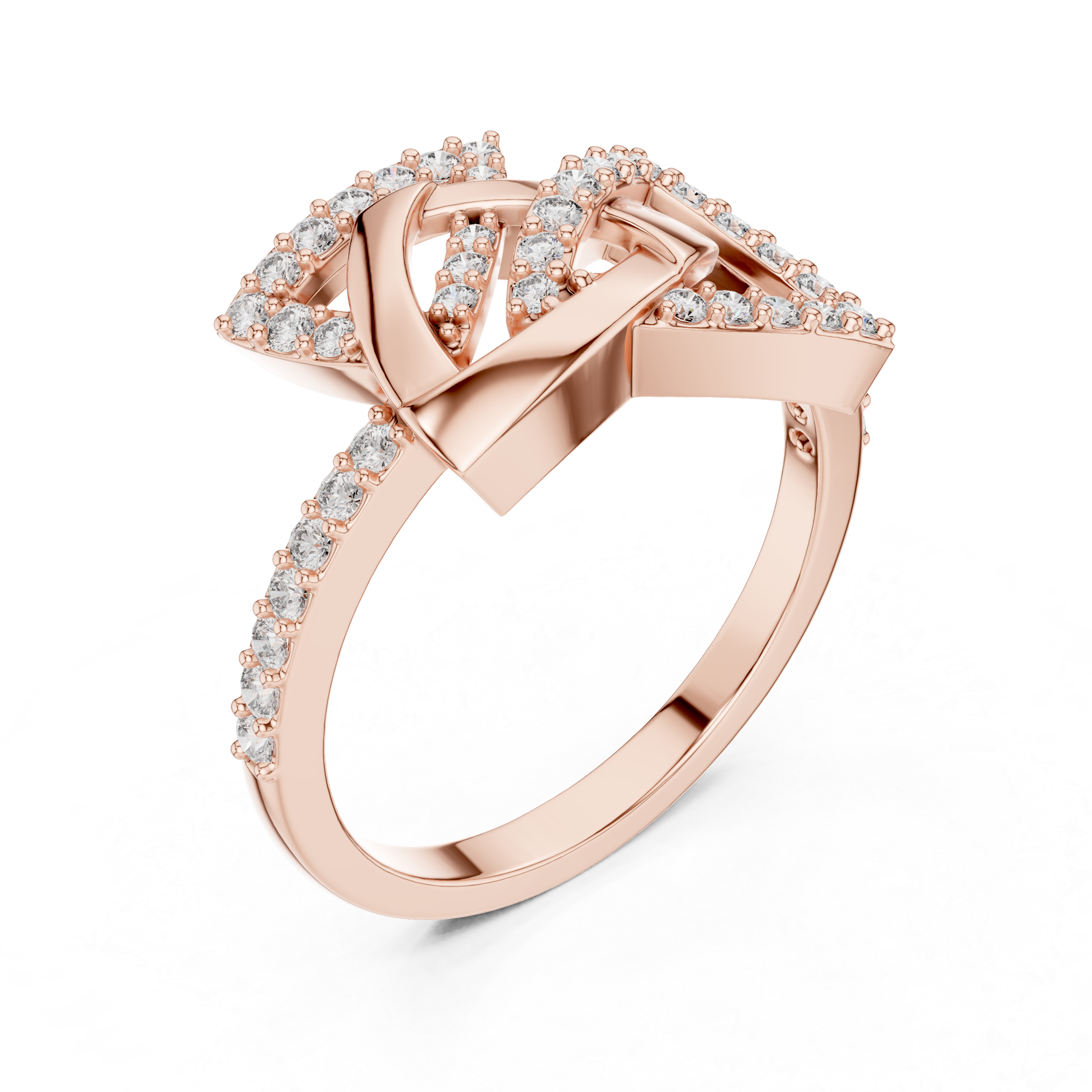 925 Silver Moissanite Modern Geometric Fashion Ring 14K Gold Plated