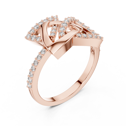 925 Silver Moissanite Modern Geometric Fashion Ring 14K Gold Plated