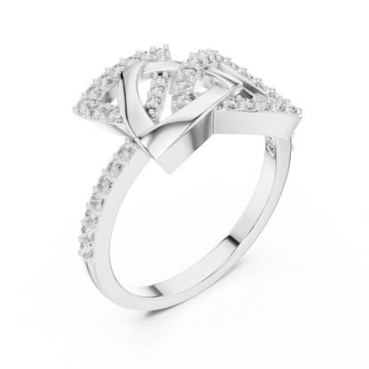 925 Silver Moissanite Modern Geometric Fashion Ring 14K Gold Plated