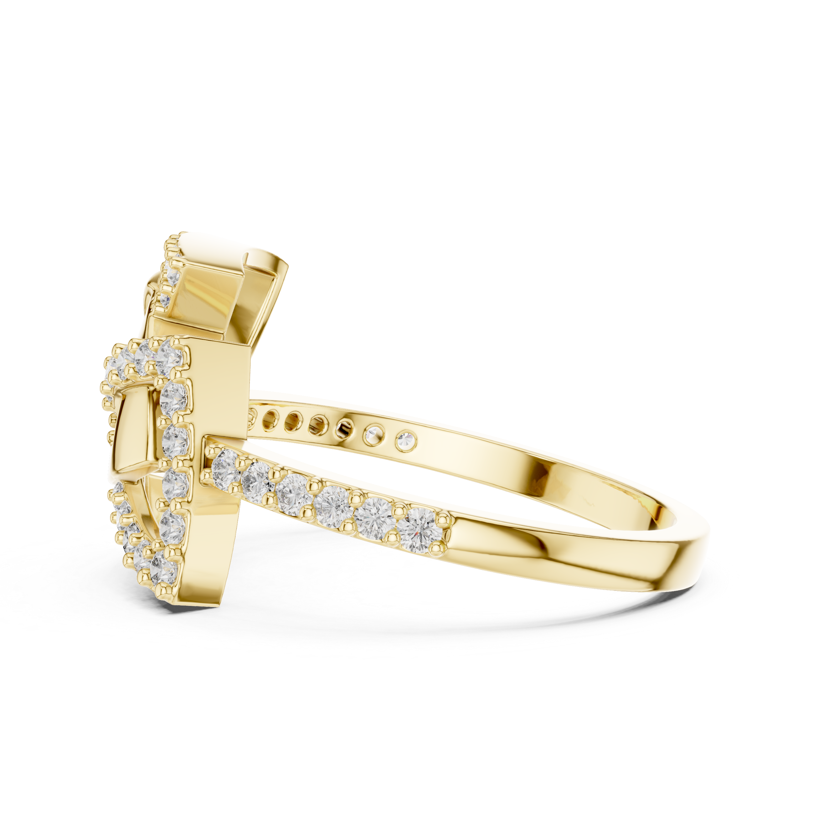 925 Silver Moissanite Modern Geometric Fashion Ring 14K Gold Plated