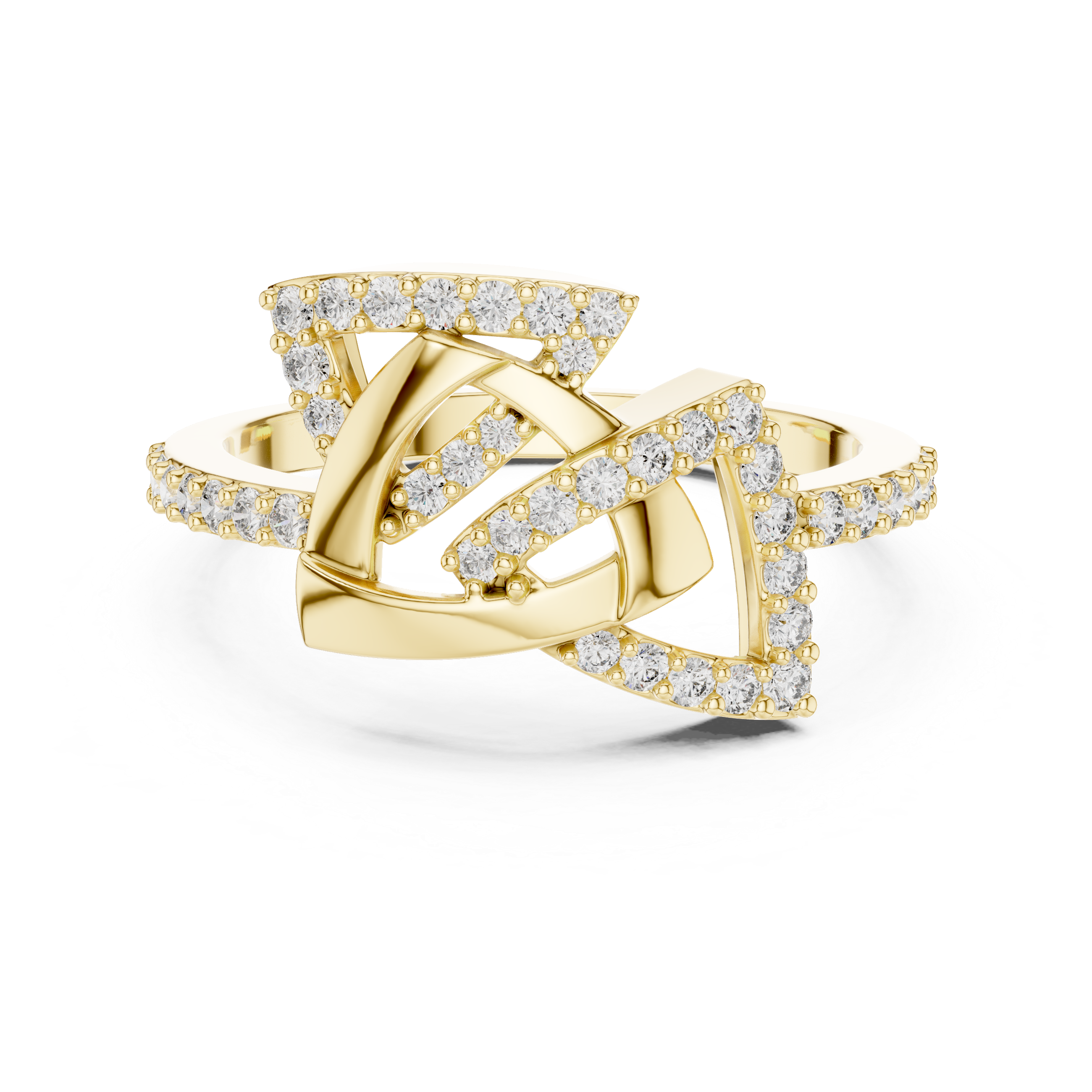 925 Silver Moissanite Modern Geometric Fashion Ring 14K Gold Plated