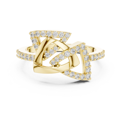 925 Silver Moissanite Modern Geometric Fashion Ring 14K Gold Plated
