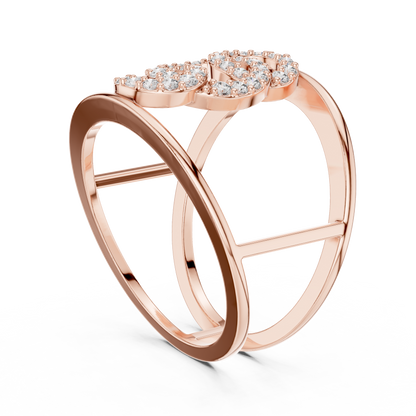 925 Silver Moissanite Contemporary Interlocking Open-Cuff Statement Ring 14K Gold Plated