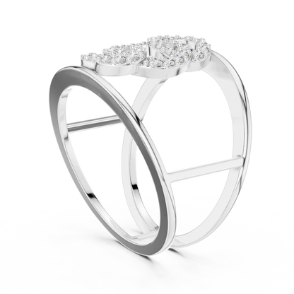 925 Silver Moissanite Contemporary Interlocking Open-Cuff Statement Ring 14K Gold Plated