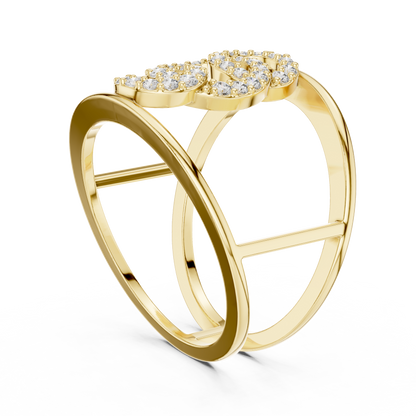 925 Silver Moissanite Contemporary Interlocking Open-Cuff Statement Ring 14K Gold Plated