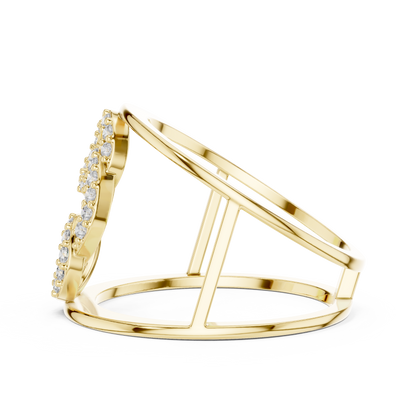925 Silver Moissanite Contemporary Interlocking Open-Cuff Statement Ring 14K Gold Plated