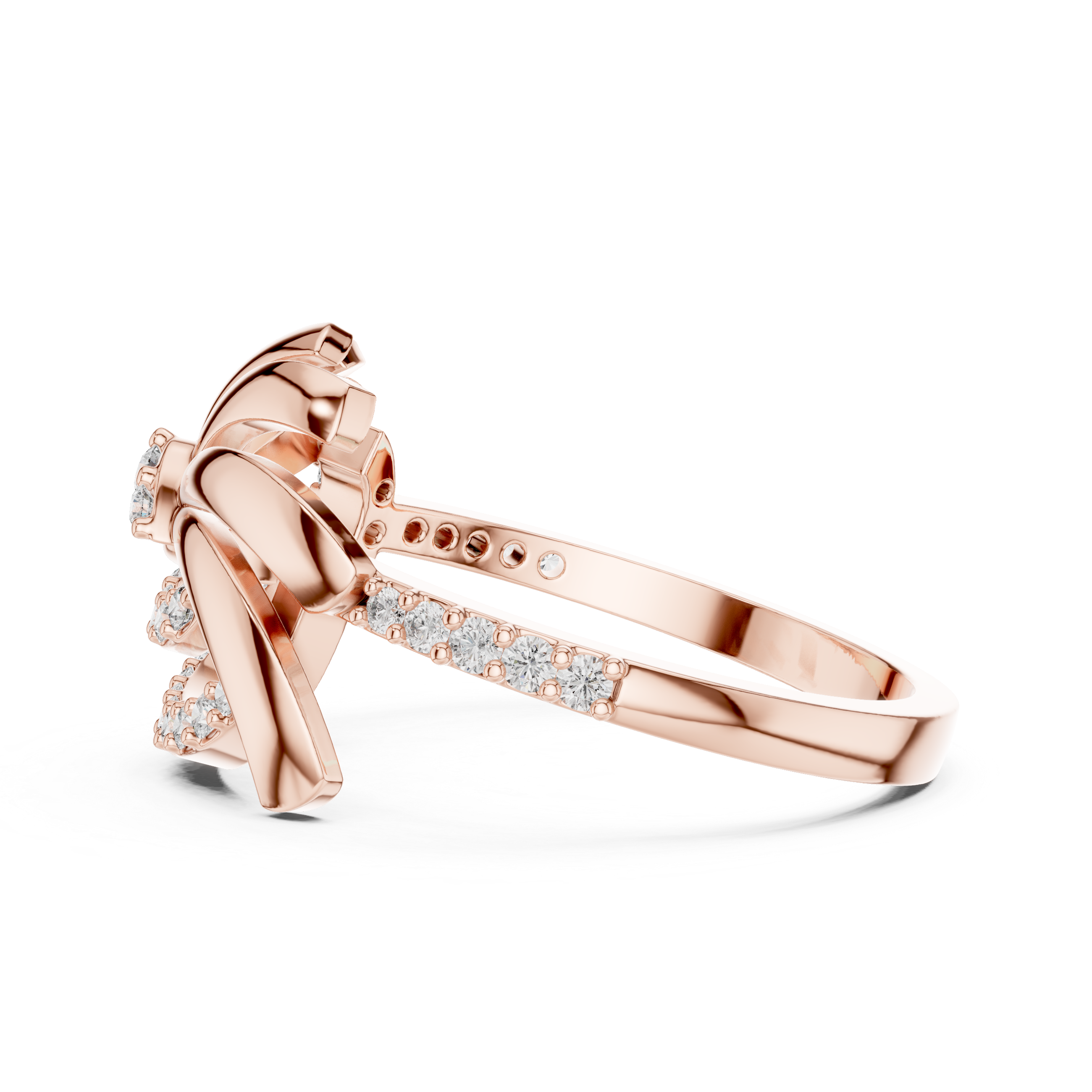 925 Silver Moissanite Inspired Pinwheel Swirl Cocktail Ring 14K Gold Plated