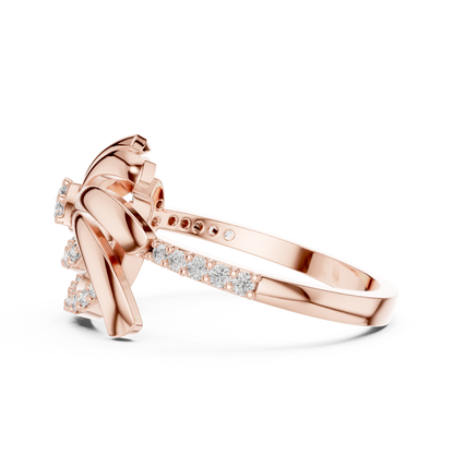 925 Silver Moissanite Inspired Pinwheel Swirl Cocktail Ring 14K Gold Plated