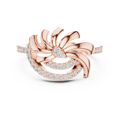 925 Silver Moissanite Inspired Pinwheel Swirl Cocktail Ring 14K Gold Plated
