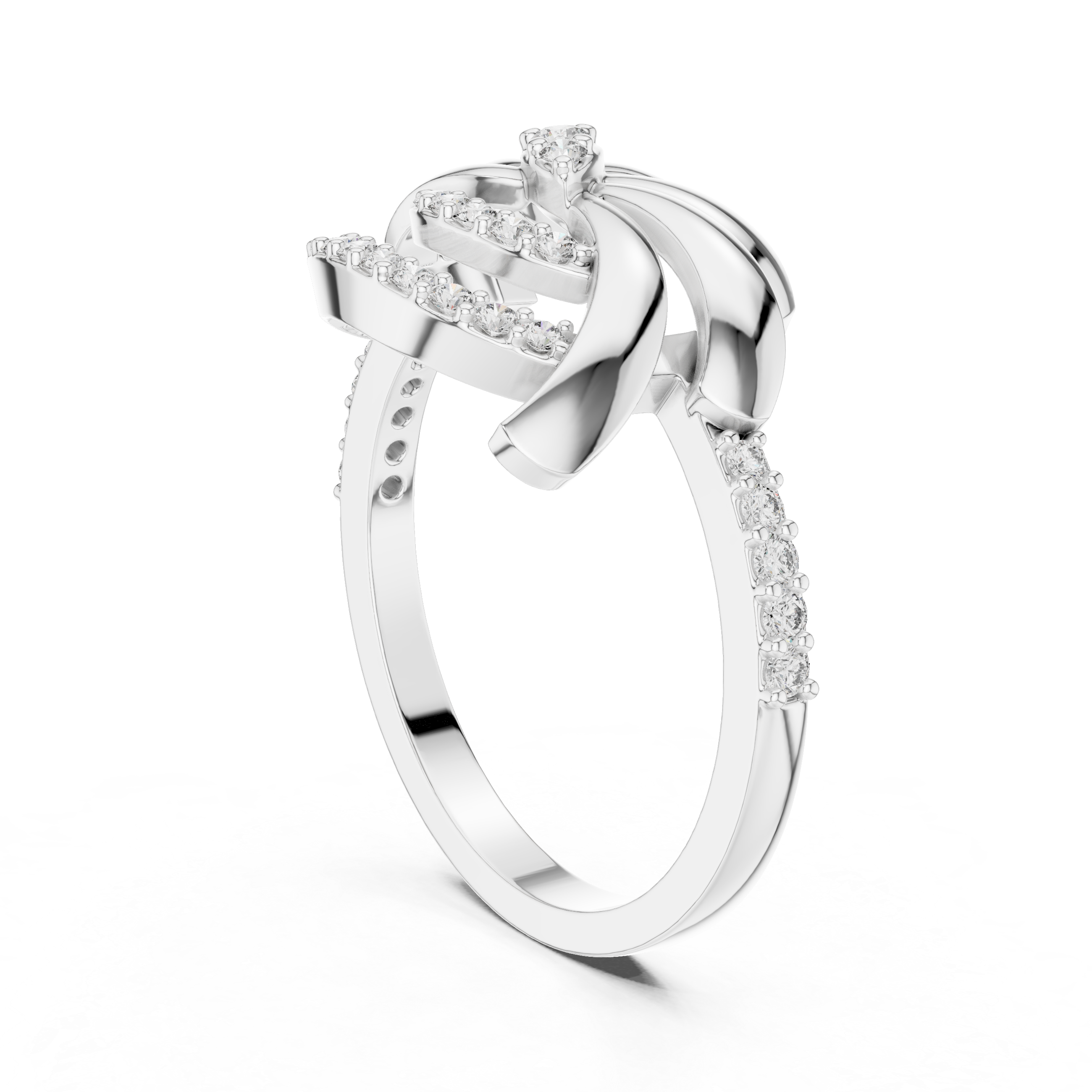 925 Silver Moissanite Inspired Pinwheel Swirl Cocktail Ring 14K Gold Plated