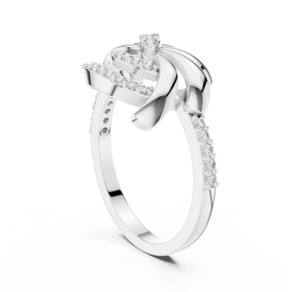 925 Silver Moissanite Inspired Pinwheel Swirl Cocktail Ring 14K Gold Plated