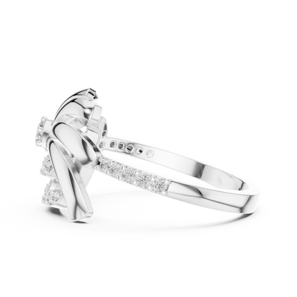 925 Silver Moissanite Inspired Pinwheel Swirl Cocktail Ring 14K Gold Plated