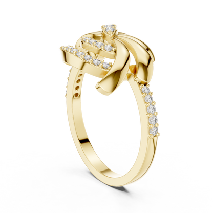 925 Silver Moissanite Inspired Pinwheel Swirl Cocktail Ring 14K Gold Plated