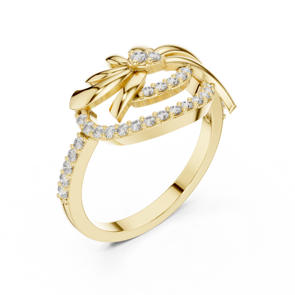 925 Silver Moissanite Inspired Pinwheel Swirl Cocktail Ring 14K Gold Plated