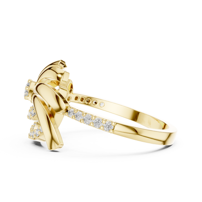 925 Silver Moissanite Inspired Pinwheel Swirl Cocktail Ring 14K Gold Plated