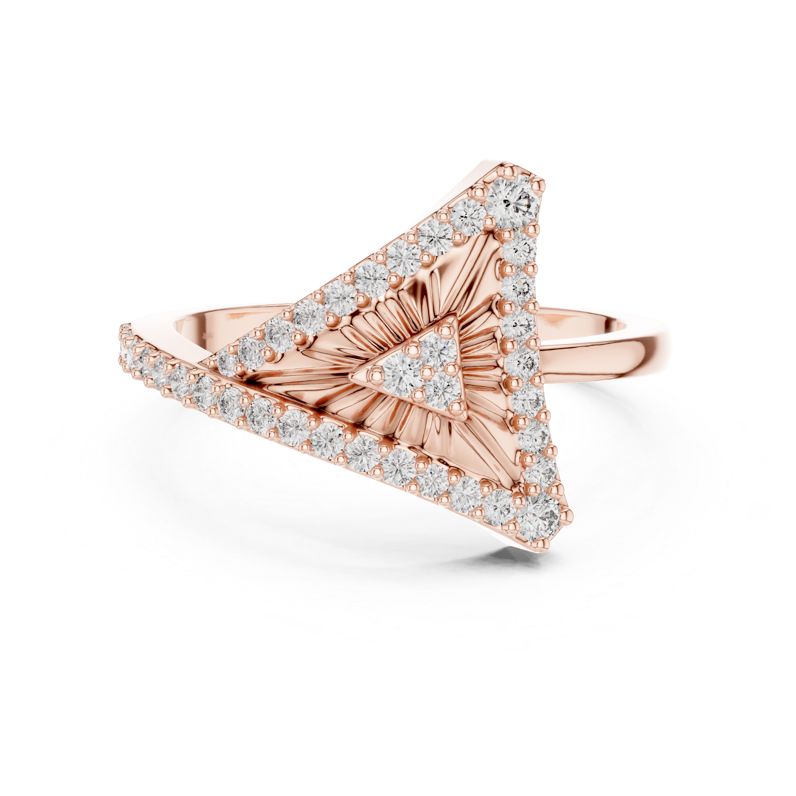925 Silver Moissanite Asymmetric Geometric Triangle Shield Ring 14K Gold Plated