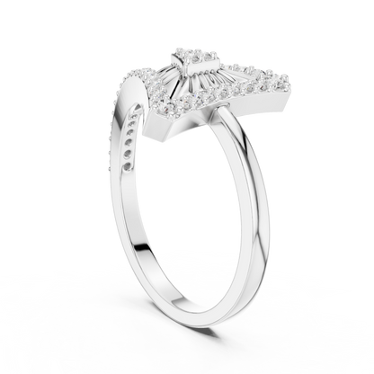925 Silver Moissanite Asymmetric Geometric Triangle Shield Ring 14K Gold Plated