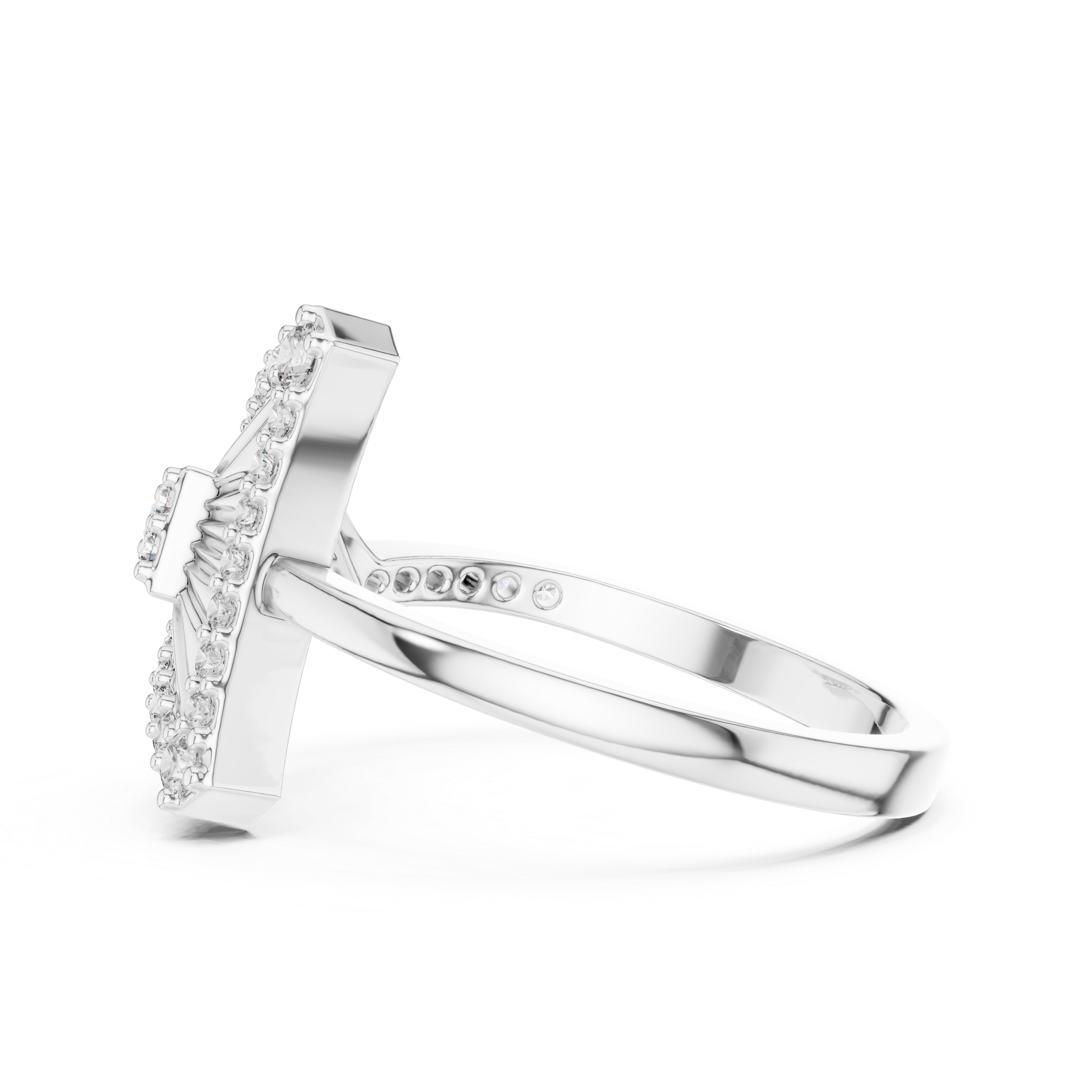 925 Silver Moissanite Asymmetric Geometric Triangle Shield Ring 14K Gold Plated