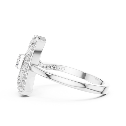 925 Silver Moissanite Asymmetric Geometric Triangle Shield Ring 14K Gold Plated