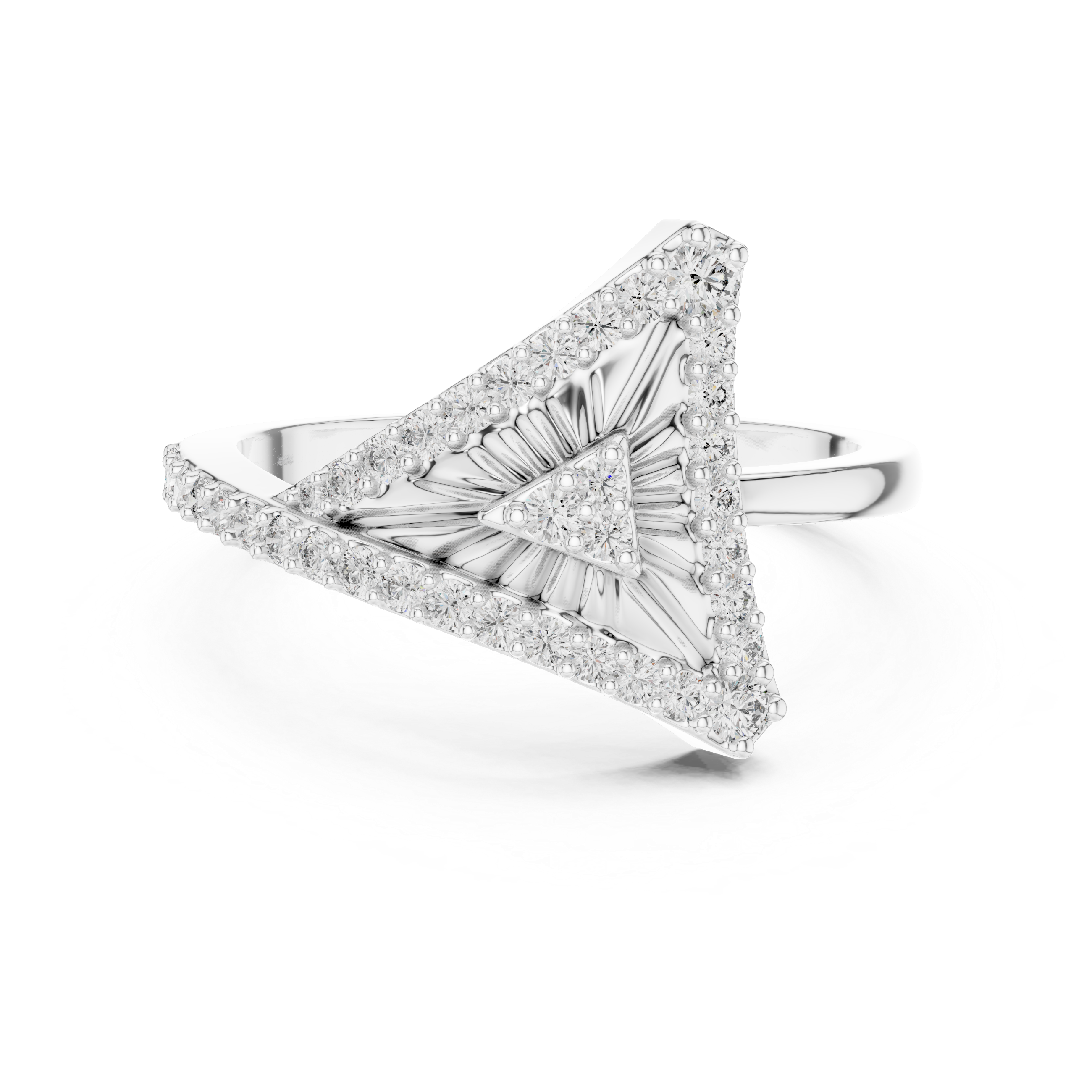 925 Silver Moissanite Asymmetric Geometric Triangle Shield Ring 14K Gold Plated