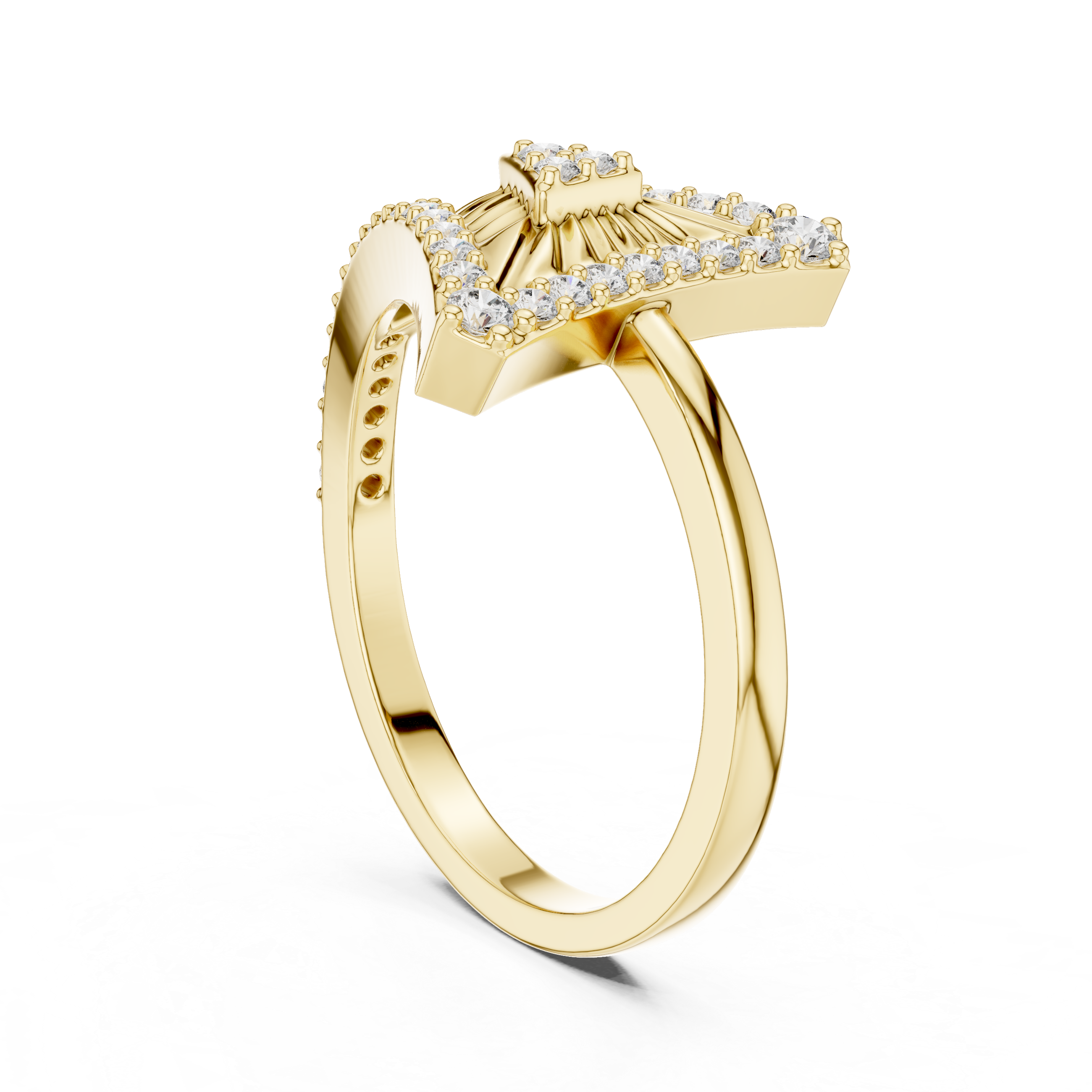 925 Silver Moissanite Asymmetric Geometric Triangle Shield Ring 14K Gold Plated