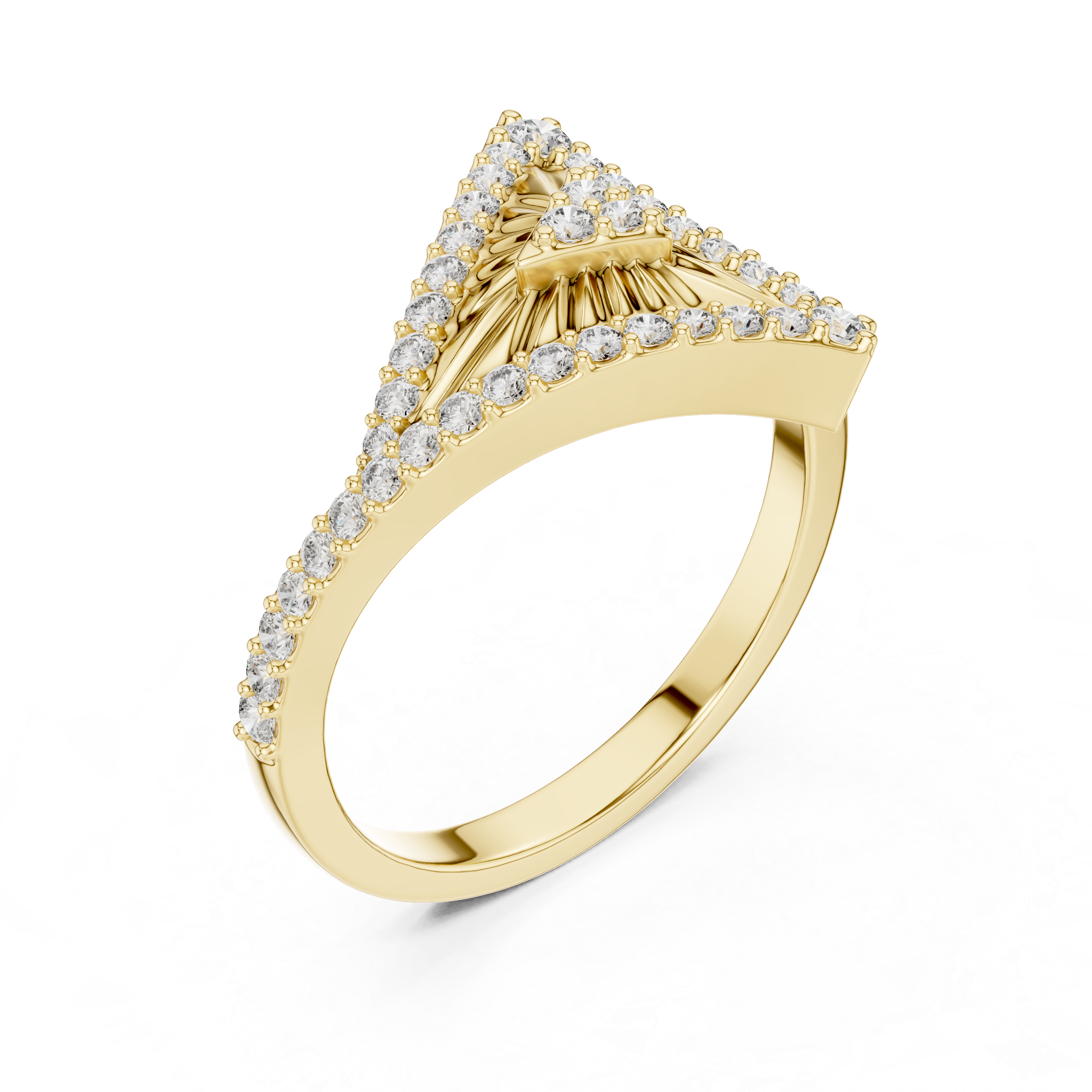 925 Silver Moissanite Asymmetric Geometric Triangle Shield Ring 14K Gold Plated