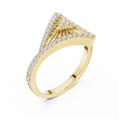 925 Silver Moissanite Asymmetric Geometric Triangle Shield Ring 14K Gold Plated